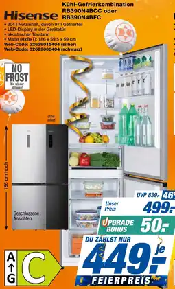 expert Techno Land Hisense Kühl-Gefrierkombination RB390N4BCC oder RB390N4BFC Angebot
