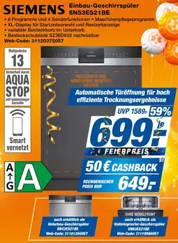 expert Techno Land SIEMENS Einbau-Geschirrspüler SN53ES21BE Angebot