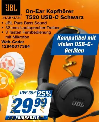 expert Techno Land JBL On-Ear Kopfhörer T520 USB-C Schwarz Angebot