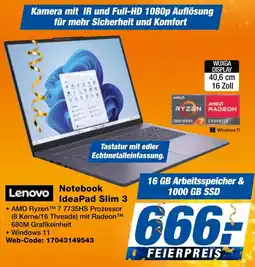 expert Techno Land Lenovo Notebook IdeaPad Slim 3 Angebot