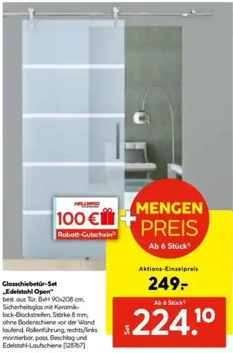 Hellweg Glasschiebetür-Set „Edelstahl Open" Angebot