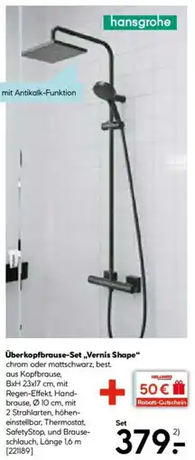 Hellweg Hansgrohe Überkopfbrause-Set „Vernis Shape" Angebot