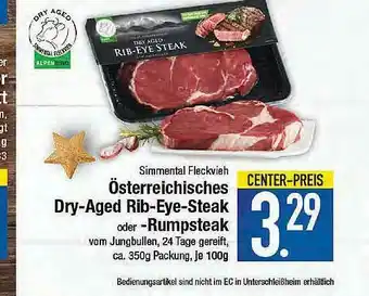 E-Center österreichisches Dry-aged Rib-eye-steak Oder -rumpsteak Angebot