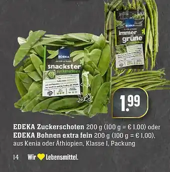 Edeka Edeka Zuckerschoten Oder Bohnen Extra Fein Angebot