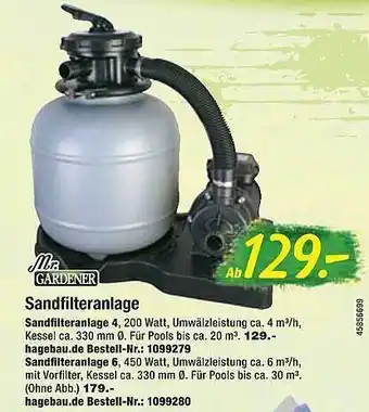 Floraland Mr Gardener Sandfilteranlage Angebot