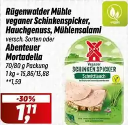 Simmel Rügenwalder Mühle veganer Schinkenspicker, Hauchgenuss, Mühlensalami oder Abenteuer Mortadella Angebot