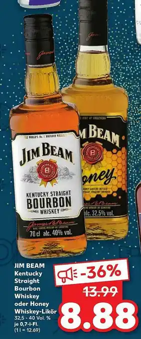 Kaufland Jim Beam Kentucky Straight Broubon Whiskey Oder Honey Whiskey-likör Angebot