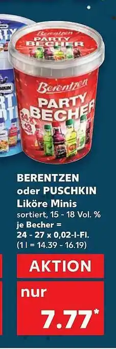 Kaufland Berentzen Oder Puschkin Liköre Minis Angebot