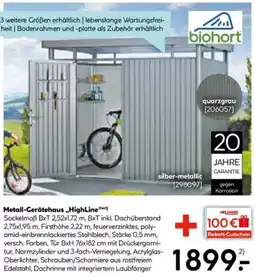 Hellweg Biohort Metall-Gerätehaus „HighLine" Angebot