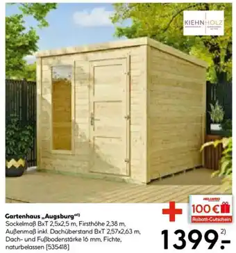 Hellweg KIEHNHOLZ Gartenhaus „Augsburg" Angebot