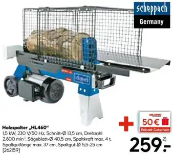 Hellweg Scheppach Holzspalter „HL460“ Angebot