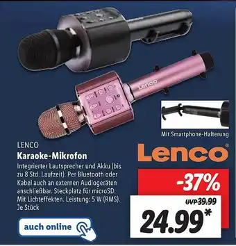 Lidl Lenco Karaoke-mikrofon Angebot