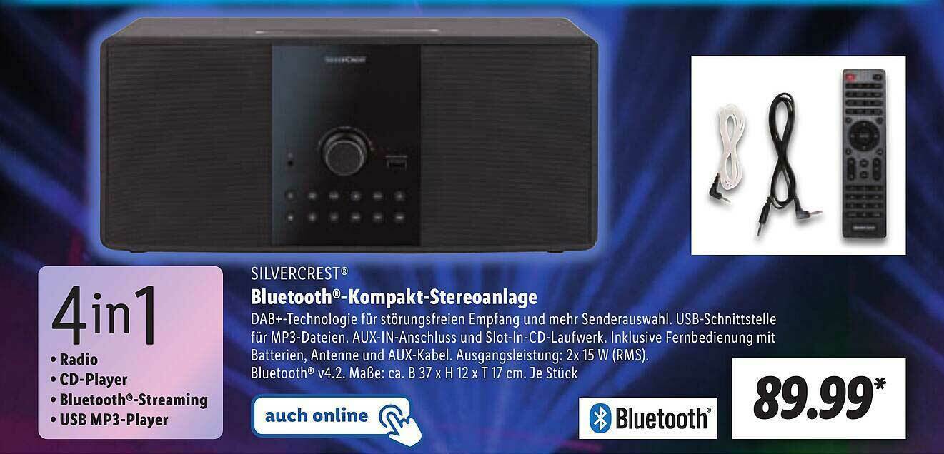 Silvercrest Bluetoothkompaktstereoanlage Angebot bei Lidl