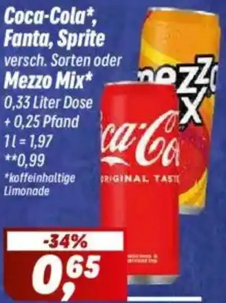 Simmel Coca-Cola, Fanta, Sprite oder Mezzo Mix Angebot