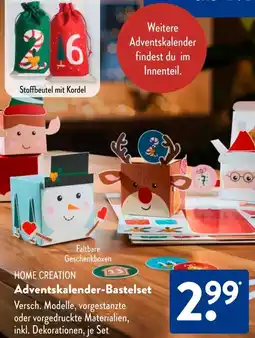 Aldi Süd HOME CREATION Adventskalender-Bastelset Angebot