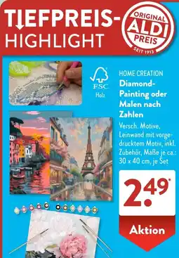 Aldi Süd HOME CREATION Diamond Painting oder Malen nach Zahlen Angebot