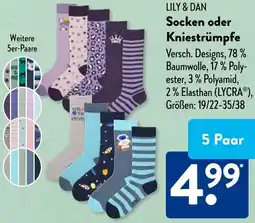 Aldi Süd LILY & DAN Socken oder Kniestrümpfe Angebot