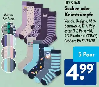 Aldi Süd LILY & DAN Socken oder Kniestrümpfe Angebot