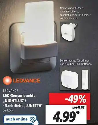 Lidl Ledvance Led-sensorleuchte „nightlux“ Oder -nachtlicht „lunetta“ Angebot
