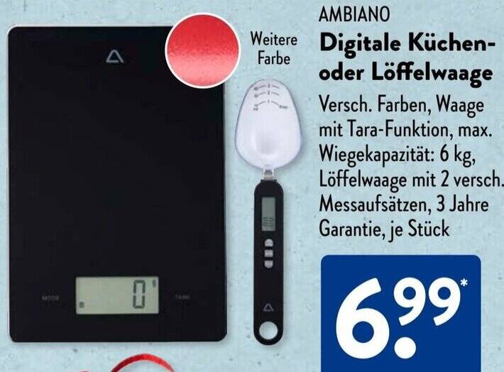 AMBIANO Digitale Küchen- oder Löffelwaage Angebot bei Aldi Süd