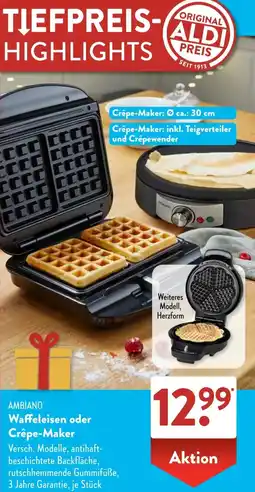 Aldi Süd AMBIANO Waffeleisen oder Crêpe-Maker Angebot