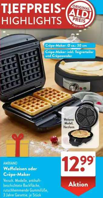 Aldi Süd AMBIANO Waffeleisen oder Crêpe-Maker Angebot