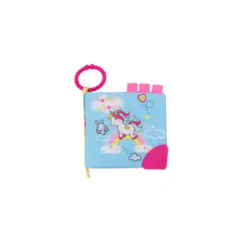 Netto Marken-Discount Kikkaboo Baby Stoffbuch Beißring C-Ring Lehrbuch bunte Zahlen Buchstaben Tiere pink Angebot