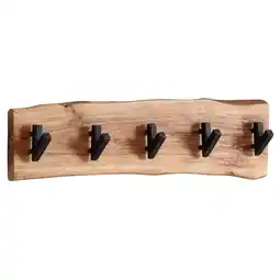 Netto Marken-Discount KADIMA DESIGN Wandgarderobe, Akazien-Massivholz & Metall, Naturkante, 60x17x9 cm Angebot