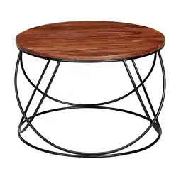 Netto Marken-Discount KADIMA DESIGN Industrieller Couchtisch aus handgefertigtem Sheesham-Massivholz, Wohnzimmer-Trend Angebot