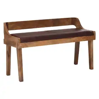 Netto Marken-Discount KADIMA DESIGN Echtleder Sitzbank, 108 cm, Rückenlehne, Massivholzbeine, bis zu 2 Personen Angebot