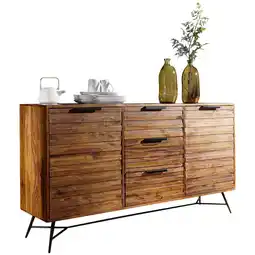 Netto Marken-Discount KADIMA DESIGN Sideboard FORMIO, Sheesham Massivholz, 160x40x88 cm, Industrial-Look Angebot