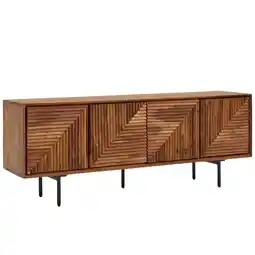 Netto Marken-Discount KADIMA DESIGN Lowboard Spectrum, Sheesham Massivholz, 3D-Oberfläche, Stauraum, Edelstahl-Gestell Angebot