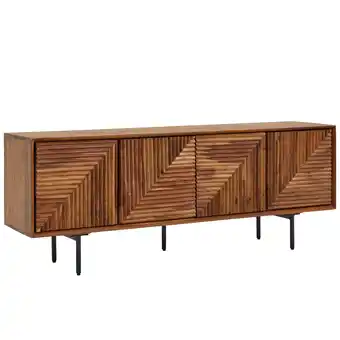 Netto Marken-Discount KADIMA DESIGN Lowboard Spectrum, Sheesham Massivholz, 3D-Oberfläche, Stauraum, Edelstahl-Gestell Angebot