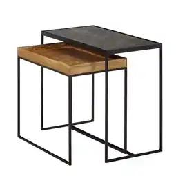 Netto Marken-Discount KADIMA DESIGN Industrielle Beistelltisch Set, Mango Massivholz, Eisen, Anthrazit/Braun Angebot
