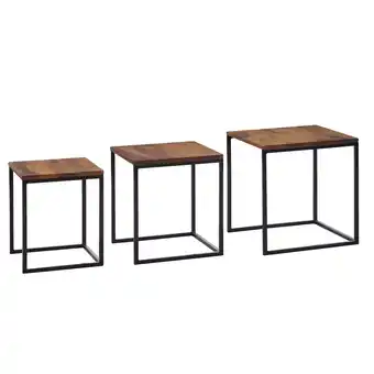 Netto Marken-Discount KADIMA DESIGN Beistelltisch-Set aus Sheesham Massivholz und Metall, 3 Größen, Stilvolles Trio Angebot