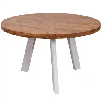 Netto Marken-Discount KADIMA DESIGN Moderner Esszimmertisch Sheesham Massivholz, Rund, weiße Beine, 130 cm Angebot