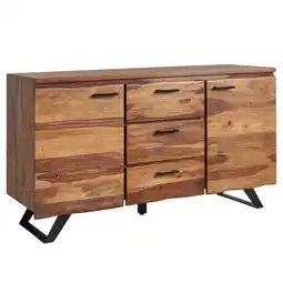 Netto Marken-Discount KADIMA DESIGN Stilvolles Sheesham Sideboard mit Baumkanten-Design, 145x82x45 cm, Metallgestell Angebot