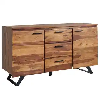 Netto Marken-Discount KADIMA DESIGN Stilvolles Sheesham Sideboard mit Baumkanten-Design, 145x82x45 cm, Metallgestell Angebot