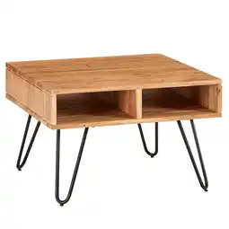 Netto Marken-Discount KADIMA DESIGN Massiver Akazienholz Couchtisch, Modernes Design, Metallgestell, Stauraum Angebot