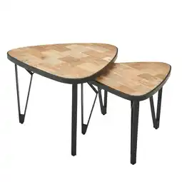 Netto Marken-Discount KADIMA DESIGN Massivholz-Metall Couchtisch Set, Industrie-Design, Platzsparend Angebot