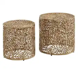 Netto Marken-Discount KADIMA DESIGN 2-teiliges Couchtisch-Set, Aluminium mit Blumenmuster, ineinanderstellbar Angebot