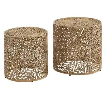 Netto Marken-Discount KADIMA DESIGN 2-teiliges Couchtisch-Set, Aluminium mit Blumenmuster, ineinanderstellbar Angebot