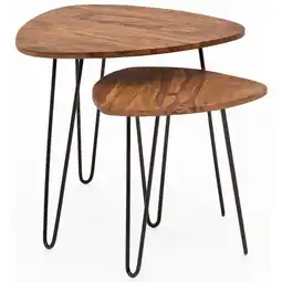 Netto Marken-Discount KADIMA DESIGN 2er Set Beistelltisch Sheesham Holz und Metall, Industrial-Design, Vielseitig Angebot