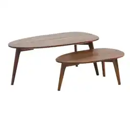 Netto Marken-Discount KADIMA DESIGN Retro-Couchtische, Sheesham Massivholz, 2er Set, Nierenform, Handgefertigt Angebot
