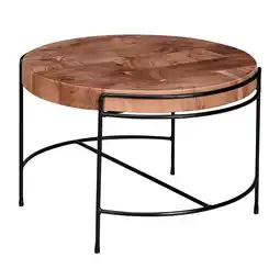 Netto Marken-Discount KADIMA DESIGN Industrial-Stil Couchtisch aus Akazienholz, 62x40x62 cm, Mattschwarzes Metallgestell Angebot
