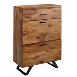 Netto Marken-Discount KADIMA DESIGN Kommode Sheesham, 80x120x41,5 cm, Highboard, Metallgestell, 3 Schubladen Angebot