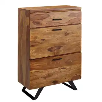 Netto Marken-Discount KADIMA DESIGN Kommode Sheesham, 80x120x41,5 cm, Highboard, Metallgestell, 3 Schubladen Angebot