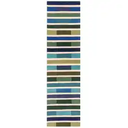 Netto Marken-Discount Luxuriöser Wollteppich Derwent Gemma mit Streifenmuster. Farbe: Grün-Blau, 60x230 cm Kadima Design Angebot