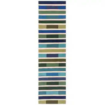 Netto Marken-Discount Luxuriöser Wollteppich Derwent Gemma mit Streifenmuster. Farbe: Grün-Blau, 60x230 cm Kadima Design Angebot