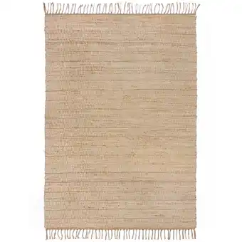 Netto Marken-Discount Handgewebter Teppich mit Fransen in Beige Conwy - Natürlich & Stilvoll. 80x150 cm Kadima Design Angebot